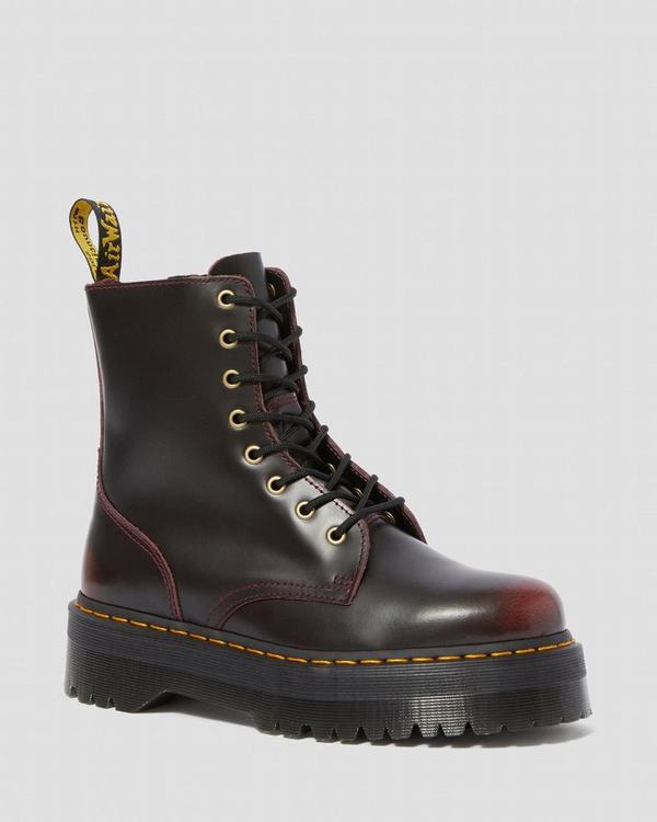 Dr Martens Dámské Boty Na Platformě Jadon Arcadia Červené, CZ-721904